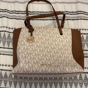 Michael Kors Tan and Cream Signature Tote